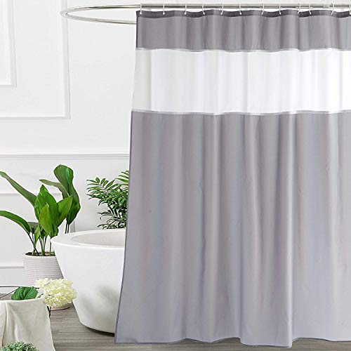 Product Cover UFRIDAY 36x72 Inch Stall Size Shower Curtain, Polyester Bathroom Curtain with Rustproof Metal Grommets, Water Resistant, Weighted Bottom Hem, Machine Washable,Grey