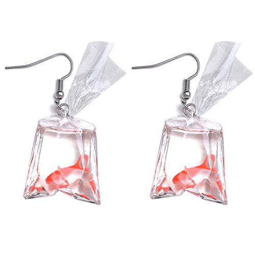 Product Cover KISSFRIDAY Red Resin Goldfish Shape Fish Water Bag Hook Drop Earrings For Women And Girls