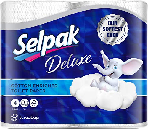 Product Cover Selpak Deluxe Cotton Enriched Toilet Paper Tissue Roll - 3ply 4rolls/pack