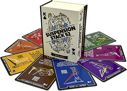 Product Cover Stack 52 Suspension Exercise Cards Compatible with All Suspension Trainers. Suspended Bodyweight Resistance Workout Game. Video Instructions Included. Fun Home Fitness Program.(Mega Pack)