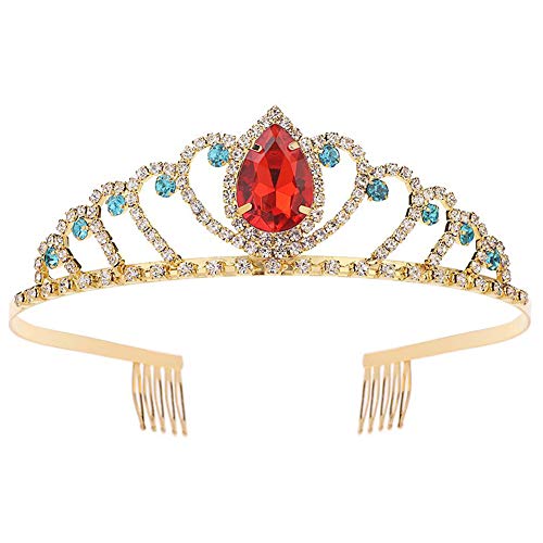 Product Cover THSjewelry Rubine Princess Tiara Crown Wedding Hair Accessories for Women Girls Party Cosplay