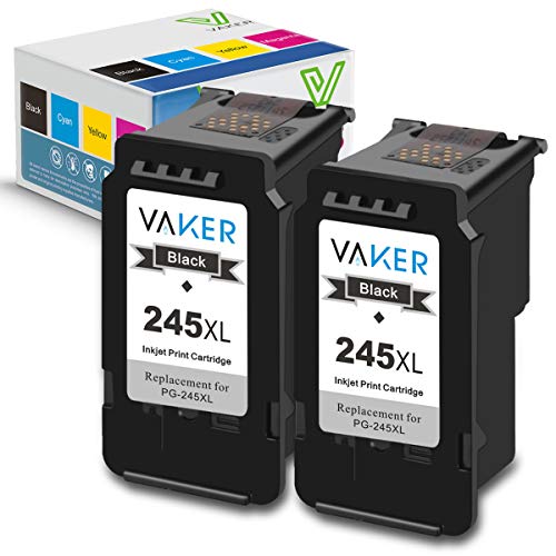 Product Cover VAKER Remanufactured Ink Cartridge Replacement for Canon PG-245XL PG 245XL PG-243 Compatible with Canon PixmA MX492 MX490 TR4520 TS3120 MG2420 MG2522 MG2525 MG2920 MG2922 MG2520 MG3020 (2 Black)