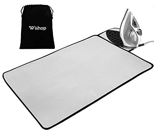 Product Cover WISHOP Ironing Mat with Silicone Pad Heat Resistant Ironing Blanket, Thick Portable Travel Ironing Pad and Drawstring Bag