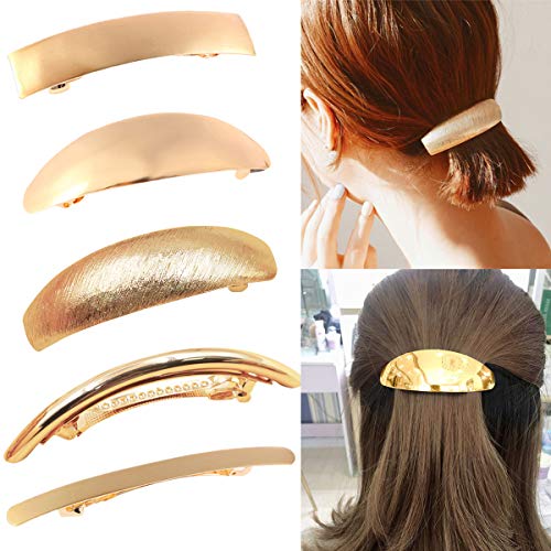 Product Cover DeD Pack of 5 Women Hair Clips Metel Hair Pins Simple Retro Large Hair Barrettes French Clip Barrettes For Women Lady(Gold)