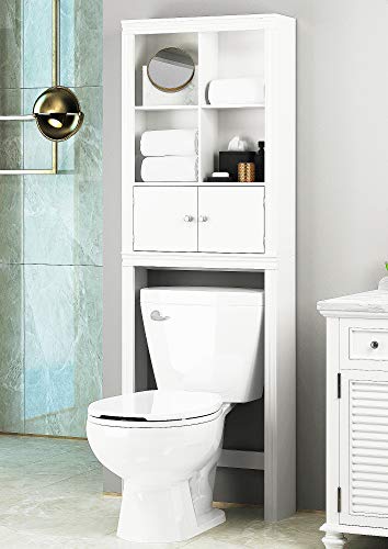 Product Cover Spirich Home Bathroom Shelf Over The Toilet, Bathroom Cabinet Organizer Over Toilet, Space Saver Cabinet Storage (White)