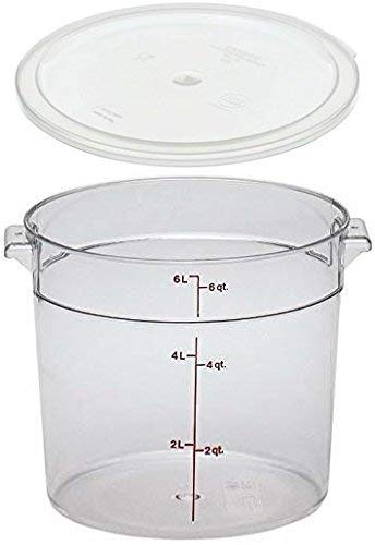 Product Cover Cambro RFSCW6135 Camwear 6-Quart Clear Round Food Storage Container with Cambro RFSCWC6135 Clear Round Lid