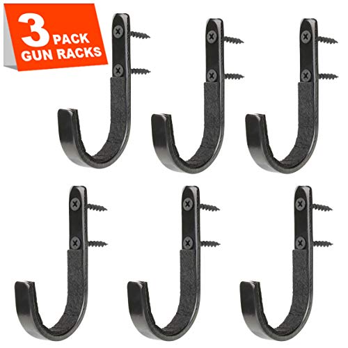Product Cover GOHIKING Gun Rack Storage Shotgun Firearms Hooks Wall Mount Hangers for Any Rifles Shotguns Archery Bow with Soft Padding and Heavy Duty Steel (Black/3sets)