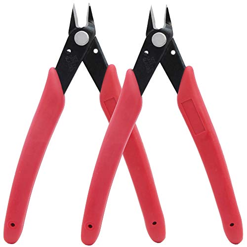 Product Cover Whizzotech Flush Wire Cutters Micro Diagonal Cutting Pliers for Jewelry Making Chromium Vanadium Steel 4.5 Inch (2 Pack)