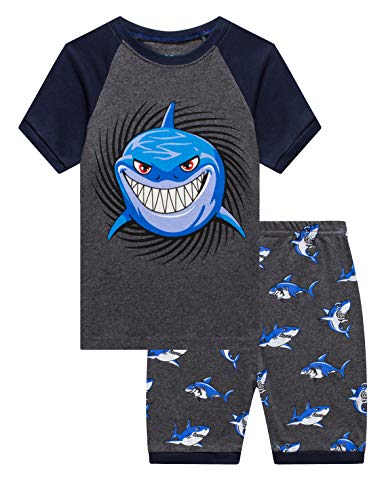 Product Cover Family Feeling Little Boys Shark Pajamas Short Sets 100% Cotton Kid Summer Pjs 5