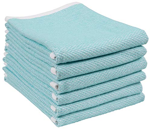 Product Cover Reversible Terry Web Kitchen Towels | Set of 6 18 x 28 Inch Absorbent, Durable, Beautiful, and Luxuriously Soft Kitchen Towels | Perfect for Kitchen Spills, Cleaning, and Drying Your Hands - Aqua