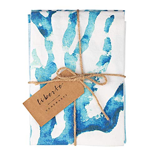 Product Cover Ocean Beach Theme Kitchen 100% Cotton Dish Towels. Blue Decor Set of 3, Luxury Dish Cloths. Eco Friendly Coastal Dishtowels. Absorbent, Perfect for Entertaining & Cooking. Fantastic Gift Idea!
