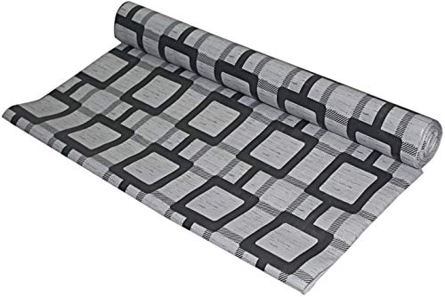 Product Cover Kuber Industries Checkered PVC Wardrobe Kitchen Drawer Shelf Mat - Grey, 10M Roll (CTKTC05447)