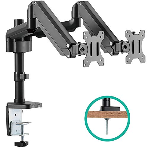 Product Cover EleTab Dual Monitor Desk Mount Stand - Premium Aluminum Articulating Full Motion Computer VESA Monitor Arm, Extra Height Adjustable with Extension Pole | Heavy Duty Holds Screens Up to 17.6 lbs Each
