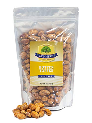 Product Cover Butter Toffee Almonds Fresh Gourmet Sweet and Salty Crunch Resealable Bag from Sohnrey Family Foods (1 lb)
