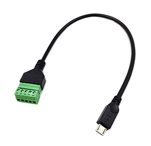 Product Cover Poyiccot Micro USB Screw Terminal Block Connector, Micro USB Male to 5 Pin/Way Female Bolt Screw Shield terminals Pluggable Type Adapter Connector Cable 30cm(Micro USB Male)