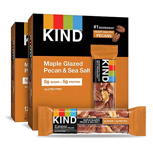 Product Cover KIND Bars, Maple Glazed Pecan and Sea Salt, Gluten Free, Low Sugar, 1.4 Ounce Bars, 24 Count