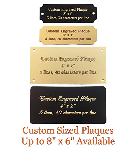Product Cover Stanley London Personalized, Custom Engraved Brass Plaque, Name Plate, Art Tag, Picture Frame Label, Trophy Award - Fixed or Custom Sizes (Black Brass, 4
