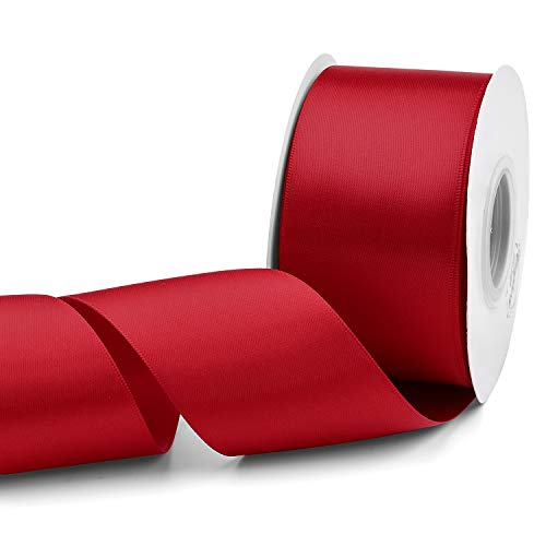 Product Cover Humphrey's Craft 2 inch Double Face Solid Satin Ribbon 100% Polyester Ribbon Roll -25 Yard (Red)