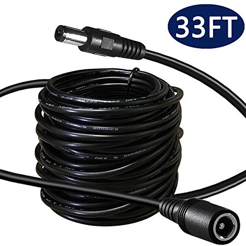 Product Cover SIOCEN 2.1mm x 5.5mm Extension Cord 33FT,DC 12v Power Supply Adapter CCTV Security Camera Surveillance Indoor Wireless IP Camera Dvr Standalone LED Strip,Car,Long 12 Volt Male to Female Plug Cable