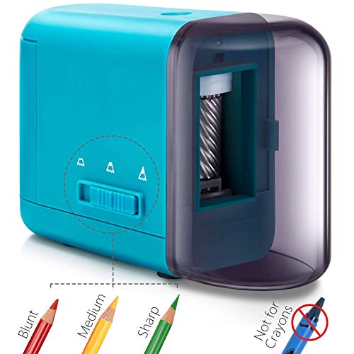 Product Cover Colored Pencil Sharpener, Electric Pencil Sharpener for Colored Pencils(6-8mm), Fast Sharpen, 3 Sharpness Settings, 3 Power Sources (AC/USB/AA Battery), Portable Pencil Sharpener for Kids,with Adapter