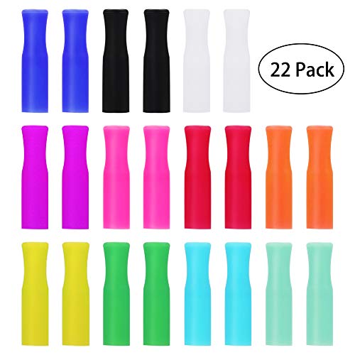 Product Cover 22Pcs Reusable Straws Tips, Silicone Straw Tips, Multi-Color Food Grade Straws Tips Covers Only Fit for 1/4 Inch Wide(6MM Out Diameter) Stainless Steel Straws by Accmor