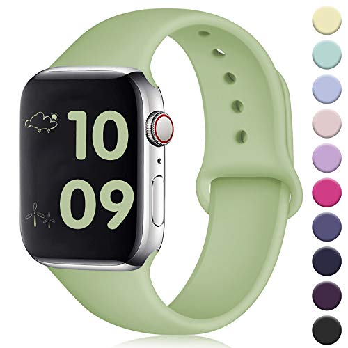 Product Cover DaQin Compatible with Apple Watch Band 40mm 38mm, Sport Silicone Replacement Bands for iWatch Series 5 Series 4 Series 3/2/1, Matcha Green, S/M