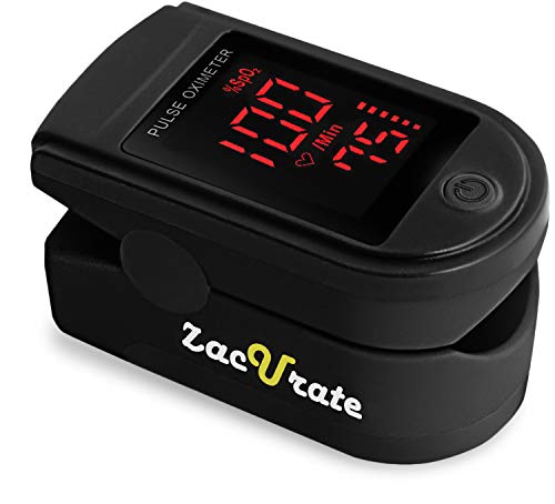Product Cover Zacurate Pro Series 500DL Fingertip Pulse Oximeter Blood Oxygen Saturation Monitor with Silicon Cover, Batteries & Lanyard (Royal Black)