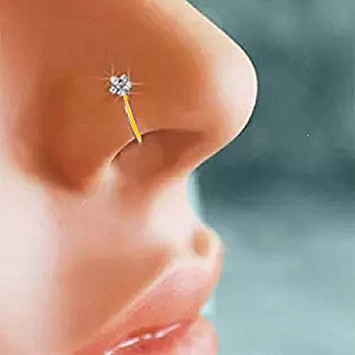 Product Cover QIAOYING Mini Flower Clear Crystal Nose Ring Stud Hoop-Sparkly Crystal Nose Ring