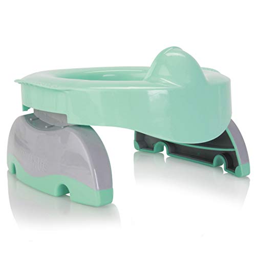 Product Cover Kalencom Potette Plus Premium 2 in 1 Travel Potty and Toilet Seat Trainer Ring with Built in Pee Guard and Easy-Grip Handles (Teal/Gray)