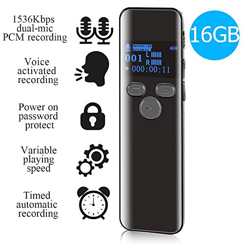 Product Cover 16GB Digital Voice Activated Recorder for Lectures - 2019 Aiworth 1160 Hours Sound Audio Recorder Dictaphone Voice Activated Recorder Recording Device with Playback,MP3 Player,Password,Variable Speed