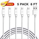 Product Cover iPhone Charger, Sundix 5 Pack 6ft Lightning Cable iPhone Charging Syncing Cord Charger Cable Compatible iPhone X 8 8Plus 7 7Plus 6S 6Splus 6 6Plus SE 5 5S 5C More