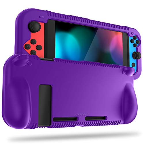 Product Cover FINTIE Silicone Case for Nintendo Switch - Soft [Anti-Slip] [Shock Proof] Protective Cover with Ergonomic Grip Design, Drop Protection Grip Case for Nintendo Switch Console & Joy-Con (Purple)