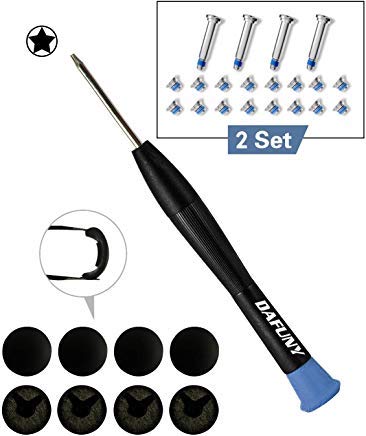Product Cover DAFUNY 8 Pack Rubber Case Feet + 2 Set (20pcs) Repair Replacement Screws Set + 1pcs 5-Point Pentalobe Screwdriver Compatible with Unibody MacBook Air for 13 inch A1369 A1466 Bottom Case, 2010~2016