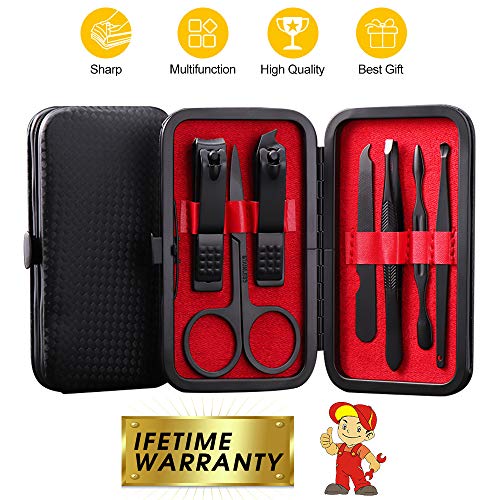 Product Cover Manicure Kit Pedicure Kit Nose Hair Scissors Ear Pick,Nail Clippers Set 1 Pack of 7 Pcs, Mens Nail Grooming Kit,Men's Manicure Set Women Nail Trimmer Men Scissors Cuticle Scissors made- Red