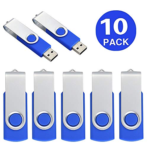 Product Cover Aiibe 10 Pack 4GB 4G Flash Drive USB Flash Drive Thumb Drives USB 2.0 Memory Stick Wholesale/Lot/Bulk (4GB, 10 Pack, Blue)