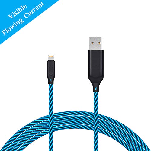 Product Cover iChase Light Up Led Charging Cable, Advanced Current Visible Flowing EL LED Lights Charger Cable, Probably The World's Most Cool Cable-3ft (Black)