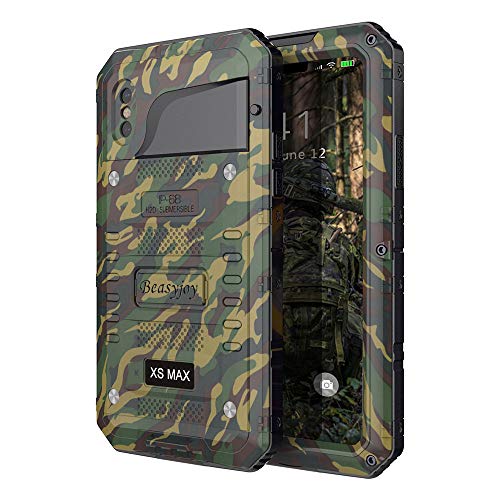 Product Cover Beasyjoy Waterproof Case Compatible with iPhone Xs Max, Heavy Duty Case Built-in Screen Full Body Protective Shockproof Tough Rugged Hybrid Military Grade Defender Outdoor (Camo)