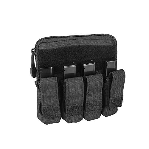 Product Cover Procase Tactical Pistol Mag Pouch, Molle Pistol Submachine Gun Magazine Bag Clip Utility Tool Holder for Glock M1911 92F Smith & Wesson Ruger Beretta USP HK AR and More -Black