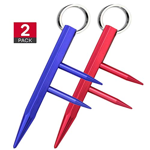 Product Cover Kaiyuan Dynasty Self Defense Red & Blue Key Chain Weapons Tactiacl Tool Aluminum Safe Chain with Detachable Holder 2PC