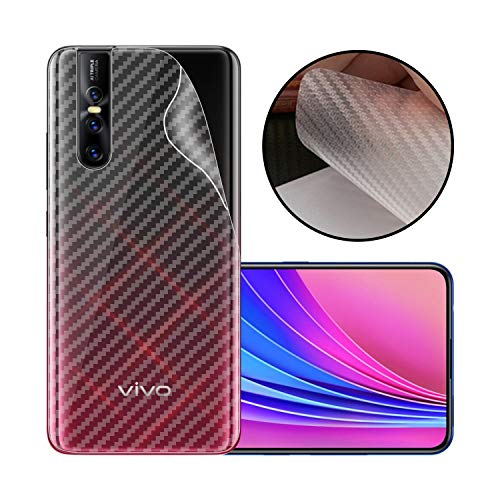 Product Cover Case Creation Ultra Thin Slim Fit 3M Clear Transparent 3D Carbon Fiber Back Skin Rear Screen Guard Protector Sticker Protective Film Wrap Not Glass for Vivo V15 pro (Carbonn)