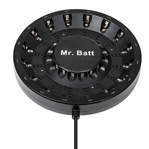 Product Cover AA Battery Charger, Mr.Batt 16 Bay Rechargeable Battery Charger for NiMH NiCD Rechargeable Batteries
