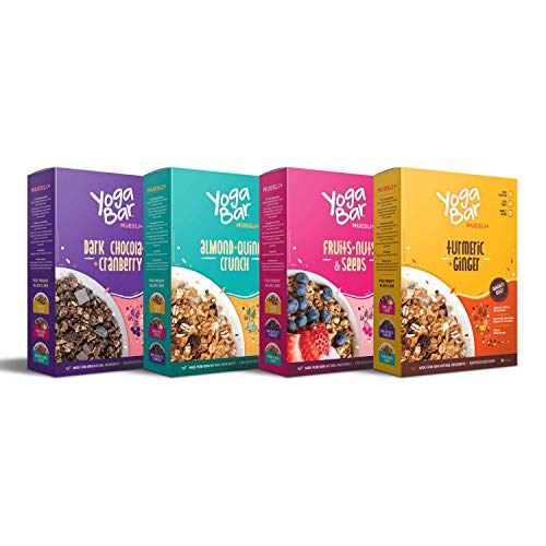 Product Cover Yogabar Muesli Variety Pack - (Dark Chocolate, Fruits Nuts + Seeds, Almond + Quinoa Crunch, Turmeric + Ginger) 400g Each