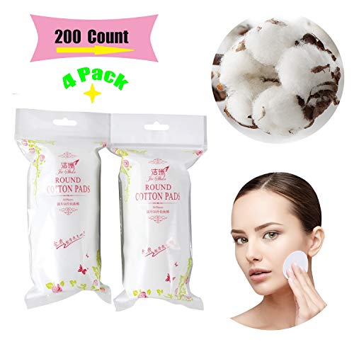 Product Cover Premium Cotton Rounds for Face (4 Packs of 50, Total of 200 Count) | Makeup/Nail Polish Remover Pads, Hypoallergenic Makeup Cotton Pads For Face | 100% Pure Cotton (200 Pcs)