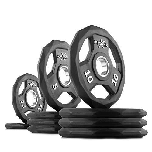 Product Cover XMark Black Diamond 65 lb Set Olympic Weight Plates, One-Year Warranty, Patented Design