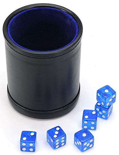 Product Cover Harbor Loot Blue Dice Shaker Cup Complete with Matching Dice Set of Six Blue Translucent Dice
