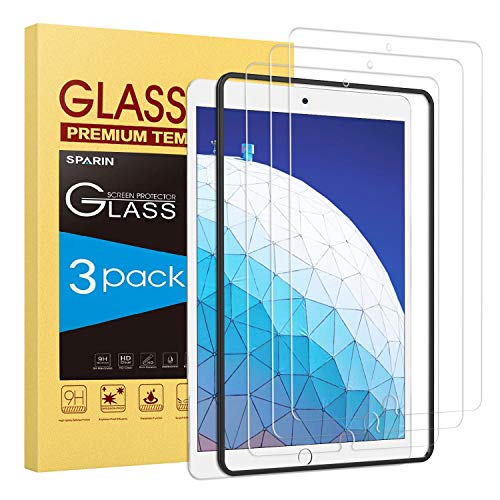 Product Cover Screen Protector for iPad Air 3, [3 Pack] SPARIN 9H Premium Tempered Glass for iPad Air 2019/iPad Pro 10.5 Inch, Alignment Frame/Apple Pencil Compatible/Case Friendly/Scratch Resistant