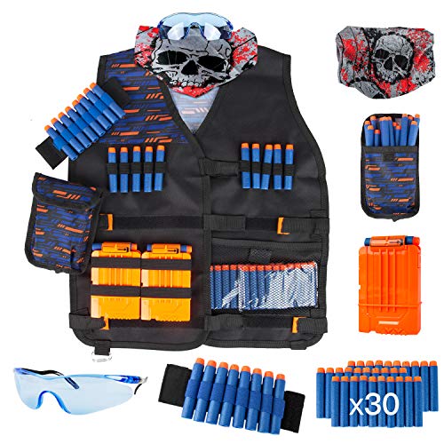 Product Cover Little Valentine Kids Tactical Vest Kit for Nerf Guns N-Strike Elite Series with Refill Darts, Dart Pouch, Wristband, Face Tube Mask, Quick Reload Clips and Protective Glasses for Boys