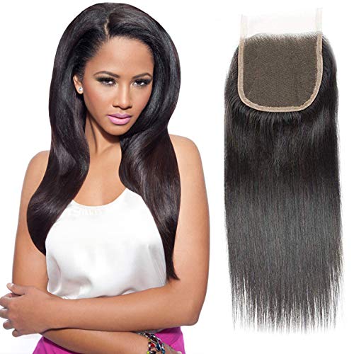 Product Cover Selina 14 Inch Straight Closure 4x4 Free part Unprocessed Brazilian Virgin Human Hair Extensions Natural Black Color Can Be Dyed (14