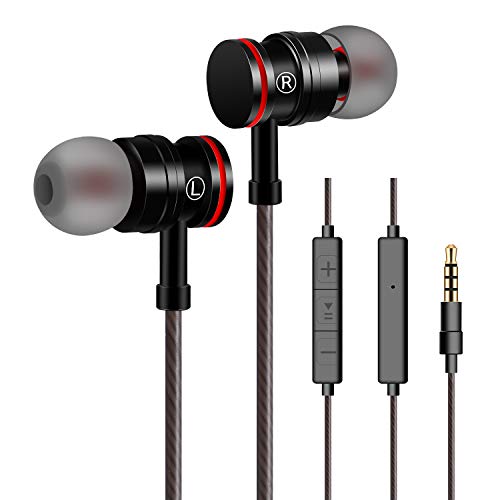 Product Cover Earphones, in Ear Headphones, Earbuds with Microphone and Volume Control, Wired Headphones Stereo Sound for Samsung Smartphones and Tablets 3.5mm Audio Plug