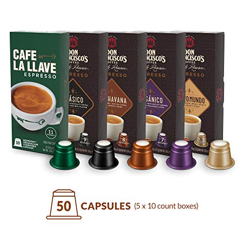 Product Cover Don Francisco's and Café La llave Espresso Capsules Variety Pack 10 Each (50 Pods) Compatible with Nespresso Original Brewers Single Cup Coffee Pods